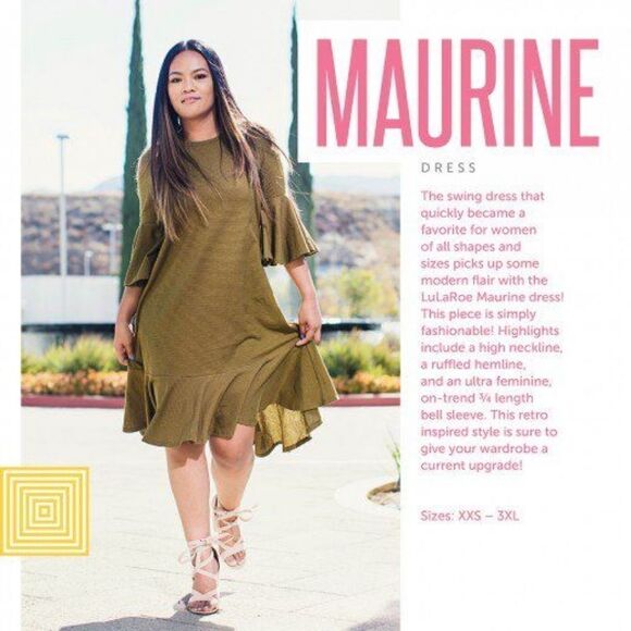 LULAROE Maurine dress flare sleeves striped ruffled 3/4 sleeve XS‎ - Picture 8 of 10